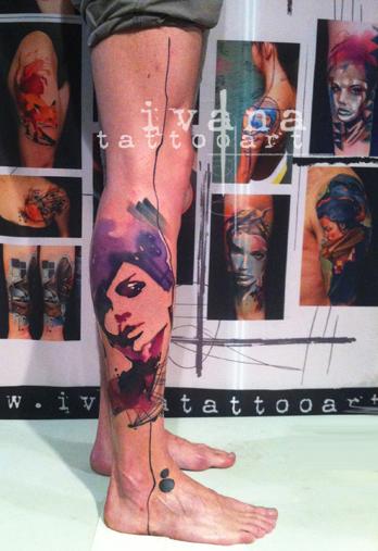 Tattoos - Watercolor Portrait of woman - 89047